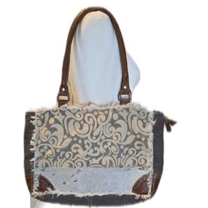 Myra Bag Elegant Gray and Brown Tote
